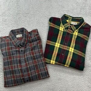 LL Bean Flannel Shirt Lot of 2 Mens 2XL Tartan Plaid Pattern Classic Cabincore‎